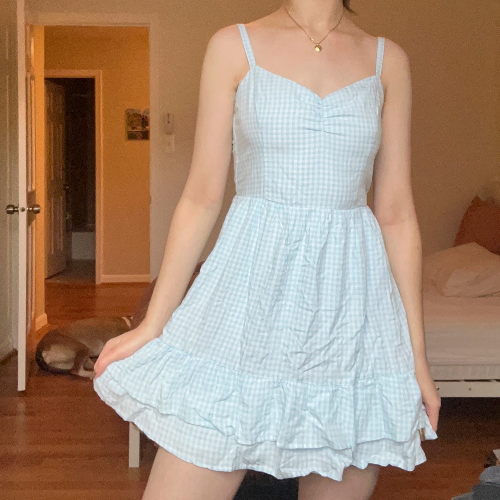 Item: Hollister blue gingham mini dress